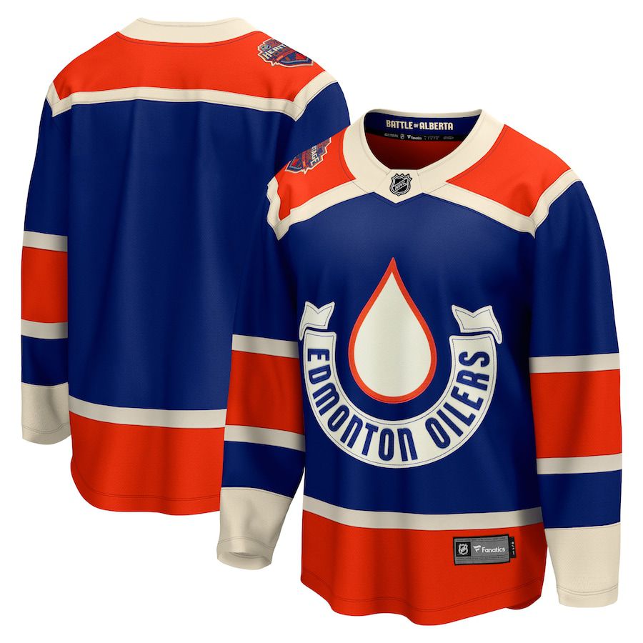 Men Edmonton Oilers Fanatics Branded Royal 2023 NHL Heritage Classic Premier Breakaway Jersey->edmonton oilers->NHL Jersey